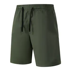Men's Army Green Casual Shorts, Elastic Waist Drawstring Summer Bottoms, Lightweight Breathable Quick Dry Shorts, Loose Fit Streetwear Shorts for Urban Fashion, Daily Casual, Hiking, Camping, Beach Trip