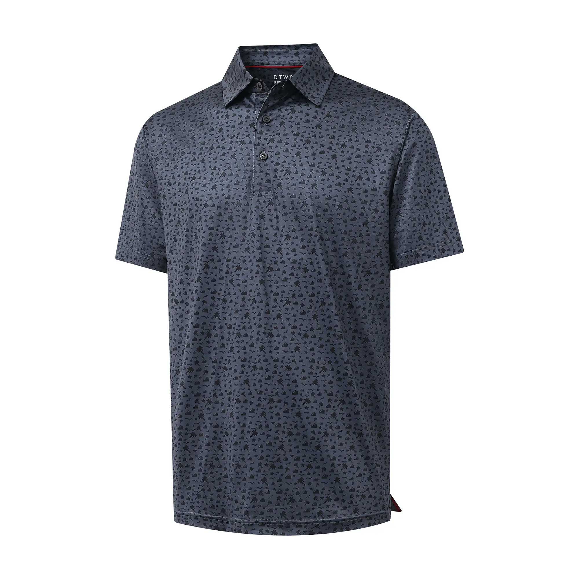 DTWOOO Men's Golf Shirts Short Sleeve Print Performance Moisture Wicking Dry Fit Golf Polo Shirts for Men