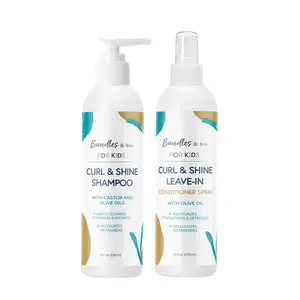 Bundles & Bits Clean Curls - Curl & Shine Shampoo & Leave-In Conditioner Spray with Olive Oil for Soft Frizz-Free Curls 8 fl oz