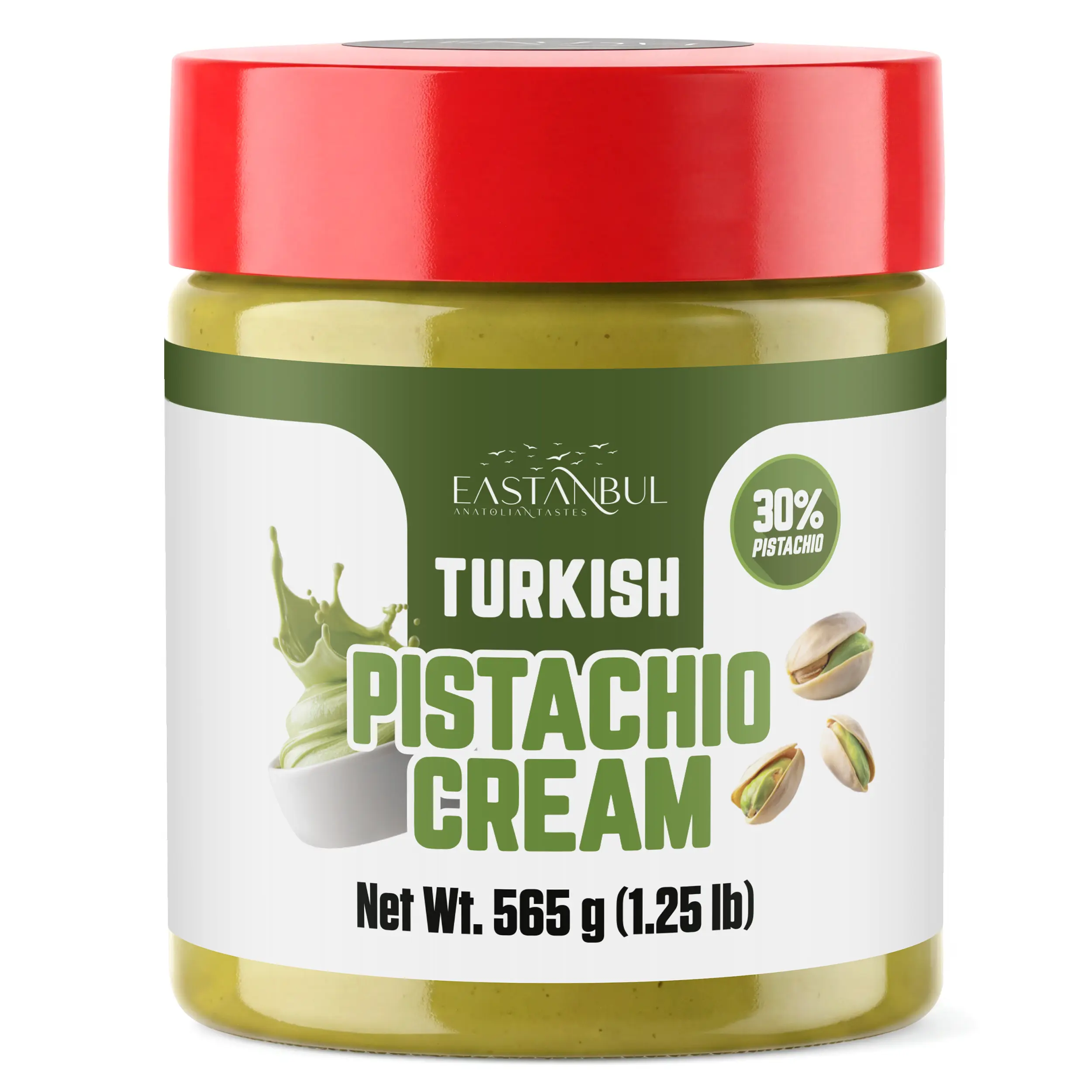 Eastanbul Turkish Pistachio Cream, Creamy Paste for Dubai Chocolate Bar, 25% Pistachio Spread, 1.25 Snacks Natural