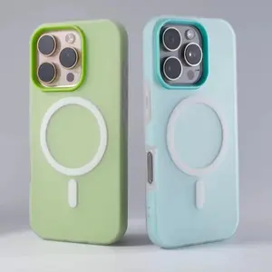 Luxury Matte Candy Color for Magsafe Case for iPhone 17 Air 16 15 14 13 12 Pro Max 11 16Plus 16E SE4 Magnetic Clear 2 IN 1 Cover