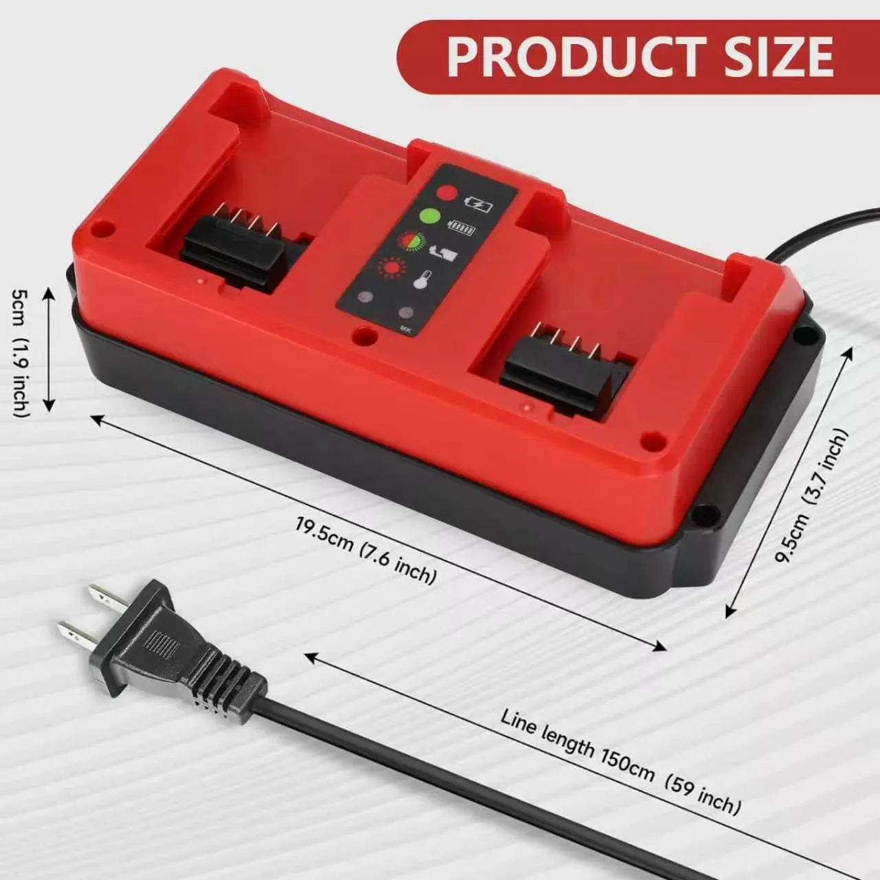 Dual-Port Milwaukee M18 Power Tool Charger - 18V Lithium Battery Charger with Compact Design, Separate Steady Current Supply, Charges 2 Batteries for Construction, Daily DIY Tasks