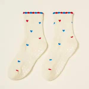 Shapes Studio effortless club Crew Calf Grip Socks, Cutest Fruits Pilates Socks, Non-Slip Socks, Barre Yoga Fitness, Mini Heart USA