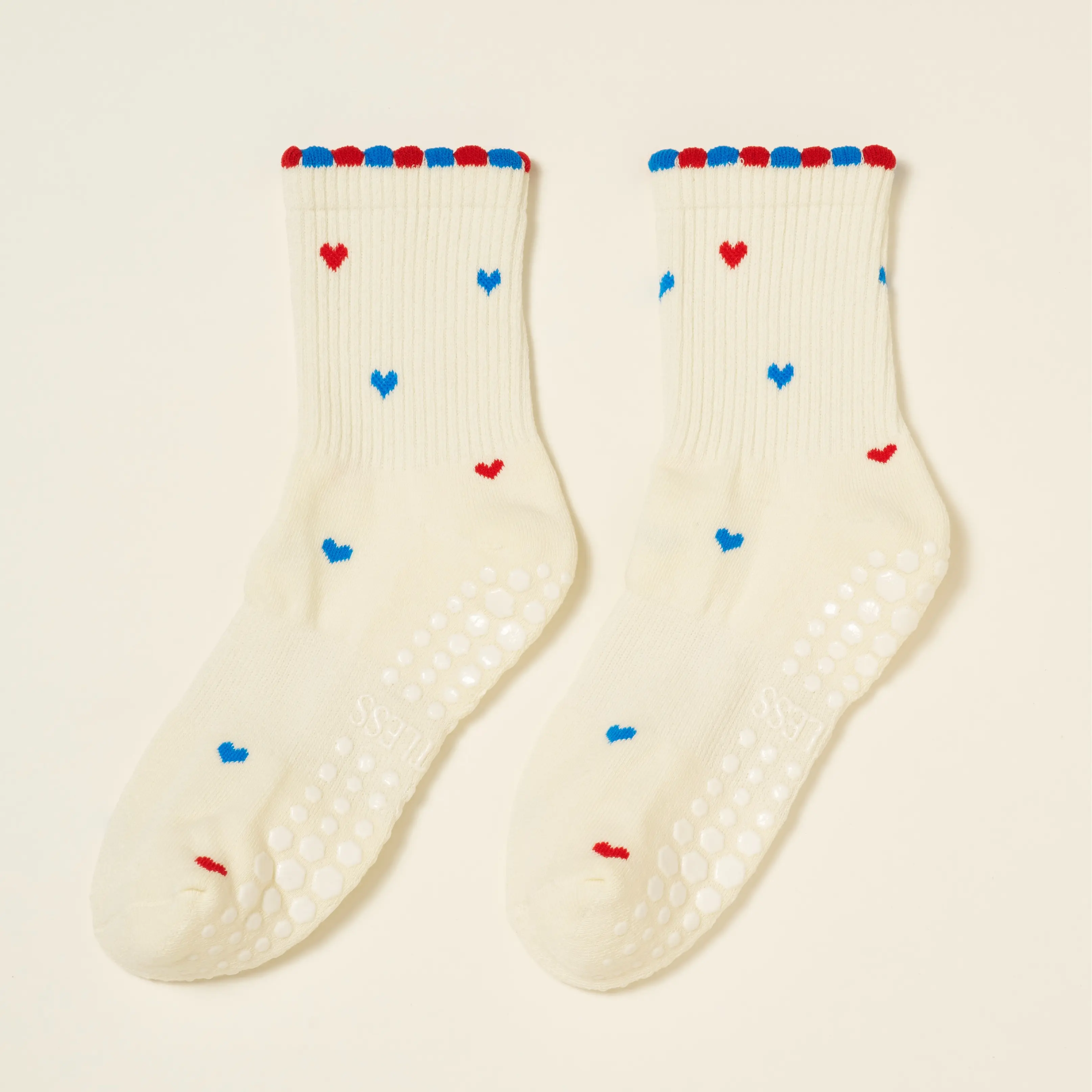 Shapes Studio effortless club Crew Calf Grip Socks, Cutest Fruits Pilates Socks, Non-Slip Socks, Barre Yoga Fitness, Mini Heart USA