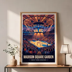 Retro Knicks Basketball Poster Print Unframed Wall Art Poster | Madison Square Garden New York | Basketball gift