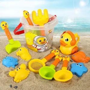 Outdoor Beach Play Sand Bucket Set, 10-Piece Beach Sand Toy Set with Ocean Animal Molds, Fish & Water Can, Ideal Sandbox Fun for Kids, Imaginative Play, Play at the Beach