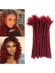 0.6 cm Width 10 Stands/Pack Wine Red Loc Extensions Human Hair Dreads Extensions for Men Women Burgundy Dreadlock Extensions Real Human Hair Locs Extension Handmade Permanent Locs Hair Extensions