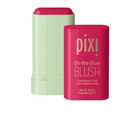 Pixi On-The-Glow Hydrating Antioxidant Vegan Blush - Ruby Shade, 0.6oz, Oil-Free, Easy-To-Blend Cosmetic with Ginseng Infusion, Bis-Diglyceryl Polyacyladipate-2