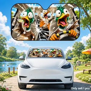 Funny Animal Car Crash Sun Visor Car Windshield Sun Shade - Ultimate UV Blocker & Heat Insulation Cover | Keeps Vehicle Interior Cool & Protects Dashboard | Foldable Universal Fit for Cars, SUVs & Trucks | Essential Summer Protection