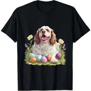 Clumber Spaniel Dog Breed Happy Easter Men Women Kids T-Shirt