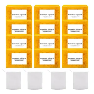 Natural Lemon Turmeric Kojic Acid Soap - Handmade Organic Brightening Body Wash & Foaming Bar for Glowing, Even-Toned Skin - Turmeric Soap, Body Cleanser & Skincare Essential-Turmeric Soap,Turmeric Bar Soap, Body Wash,Turmeric Kojic Acid Body Care Product