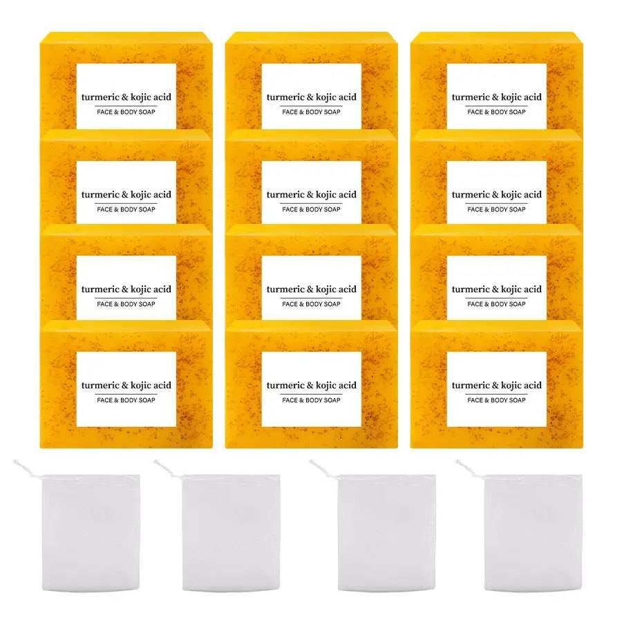 Natural Lemon Turmeric Kojic Acid Soap  Handmade Organic Brightening Body Wash  Foaming Bar for Glowing EvenToned Skin  Turmeric Soap Body Clean