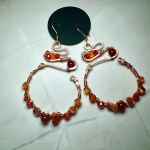 pure copper X crystals handmade earrings