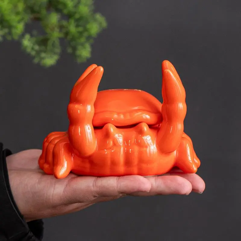 Crab Phone Holder Creactive Ashtray with Lid, Ceramic Windproof Cigarette  Ashtray for Indoor or Outdoor Use Desktop Decoration Crab Pincers Holder  for Hold Pen
