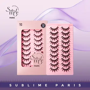 Sublime Paris Natural Sunflower Lashes Sunflower Effect -10 pairs-  Natural C Curl Lift with Black Band Eyelashes Makeup
