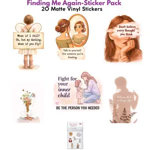 Motivational Sticker Pack-Therapist Designed-20- Matte Vinyl Stickers | Self-Care & Healing Stickers for Women | "Finding Me Again" Affirmation Collection |