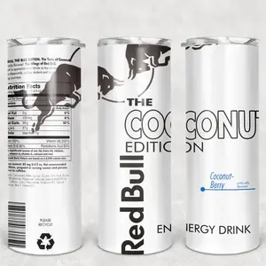 Red Bull Coconut Edition Tumbler Design – Tropical Coconut Energy Drink Artwork for 20oz Skinny Cup – Gift for Energy Drink Lovers, Gift for Coworker, Gift for Friends – Fresh Fun Summer Vibes