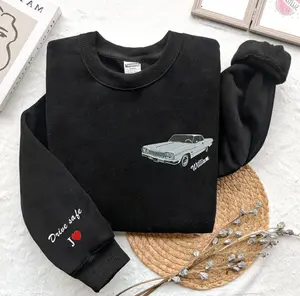 Custom Embroidered Car Portrait Sweatshirt, Custom Car Photo Hoodie, Classic Cars Embroidered, Anniversary Gifts For Men, Custom Embroidered Car Hoodie, Car Photo Embroidered, Custom Car Sweatshirt, Car Lover Sweater, Personalized Dad Gift