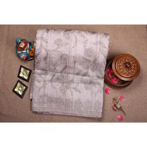 Fancy Threadwork Saree - Cream Color Self Design