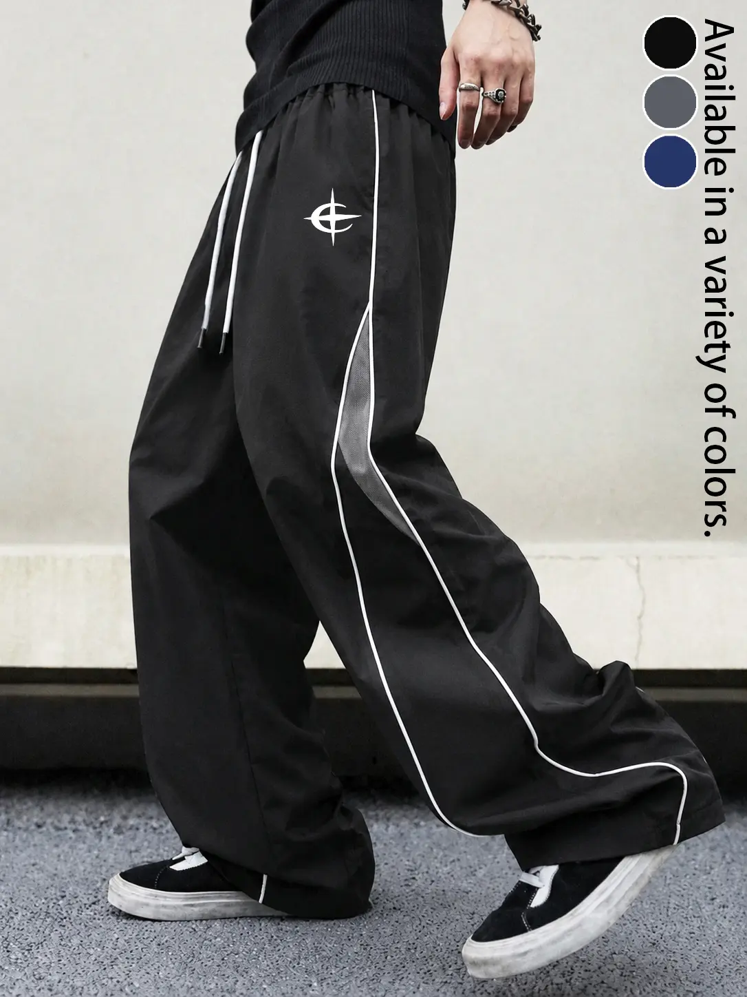 Y2K Star Print Streetwear Track Pants Casual Gym Loose Wide Leg Sweatpants Unisex Drawstring Athletic Pants Side Stripe Hip Hop Baggy Jogger Trousers Trendy Workout Lounge Pants Festival Outfit Everyday Street Style Bottoms for Men Women Relaxed Fit Pants