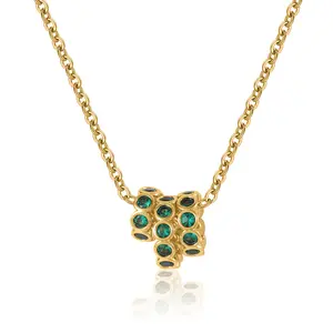 Triple Green Emerald Roundel Necklace in 18k Gold Plated Tone with Elegant Chain Design Gifts for Women Mother's Day Gift for Mom