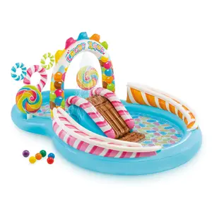 Intex 9ft x 6ft x 51in Kids Inflatable Candy Zone Play Center Pool w/ Waterslide Intex 9ft x 6ft x 51in Kids Inflatable Candy Zone Play Center Pool w/ Waterslide