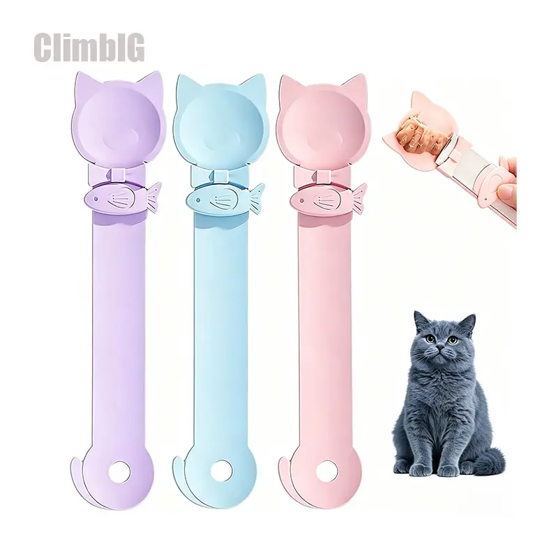 2/3Pcs Cat Food Scoop & Long Handle Feeding Spoon Set, Cute Cat Shaped Wet Food Serving Spoon, Portion Control Pet Treat Scoop, Reusable Cat Feeding Accessories, Daily Pet Essentials for Cats & Small Pets,Outdoor