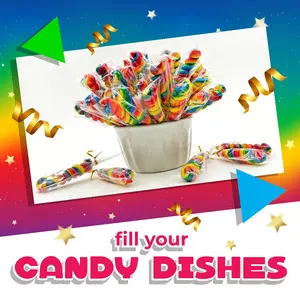 30Count Rainbow Swirl Lollipops Jar  Tutti Frutti Flavor, Individually Wrapped Twisty Suckers (Kids Party Favor)