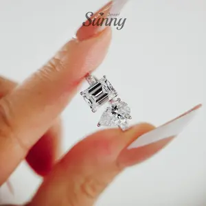 [Sunny Jewel] Lab-Grown Moissanite Irregular Shaped Ring in S925 Sterling Silver, Dazzling & Versatile Jewelry for Women, Ideal for Wedding/Engagement/Birthday/Party/Festival/Date/Daily Wear, R15721