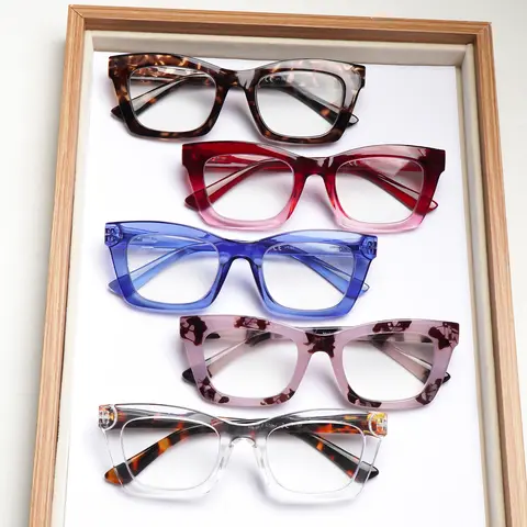 5-Piece Set Of Stylish Retro Solid-Color Printed Anti-Blue Light Reading Glasses Suitable For Men And Women Spring-Hinge Design Fits Multiple Face Shapes Durable Lenses Elegant And Charming Ideal For Everyday Wear