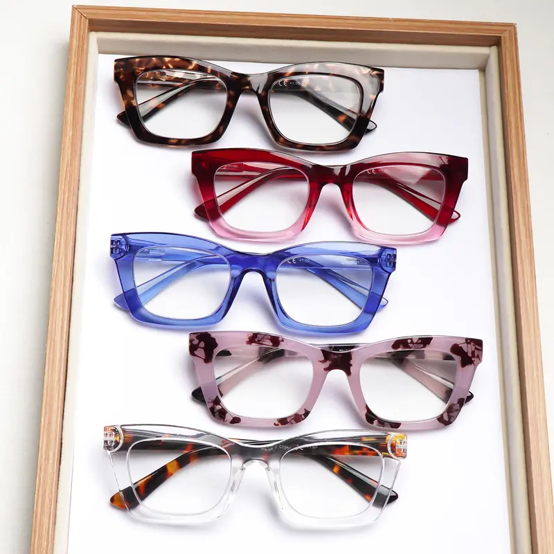 5-Piece Set Of Stylish Retro Solid-Color Printed Anti-Blue Light Reading Glasses Suitable For Men And Women Spring-Hinge Design Fits Multiple Face Shapes Durable Lenses Elegant And Charming Ideal For Everyday Wear