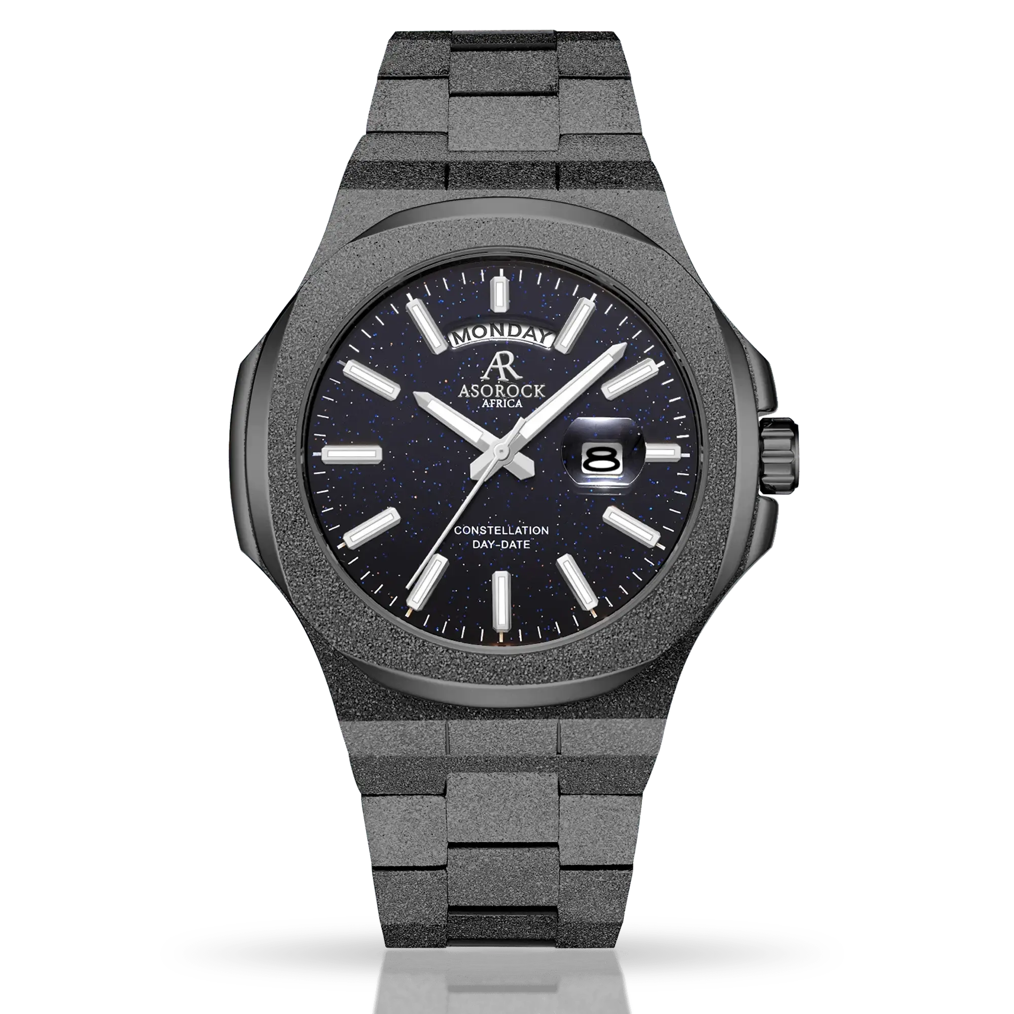 All Black Frosted case aventurine Stardust dial Constellation Day Date 44mm homage watch asorock watches