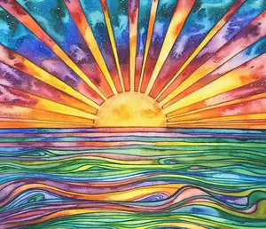 Sun and Sean DIY 5D Diamond Art Paint with Round Diamonds Full Drill Sunrise Art Painting Kit for Home Wall Decor Gifts