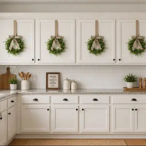 Kitchen GLOW-UP!  Greenery Wreath, vine candle wreath, eucalyptus wreath, kitchen cabinet wreath. greenery wreath, greenery decor