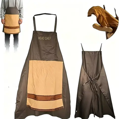 UDROLL Men's Funny Head Chef Apron - Novelty Cooking Aprons with Hidden Design, Front Pocket, Quirky Elephant Prank Detail - Christmas Quirky Freak Unique Gifts for Him