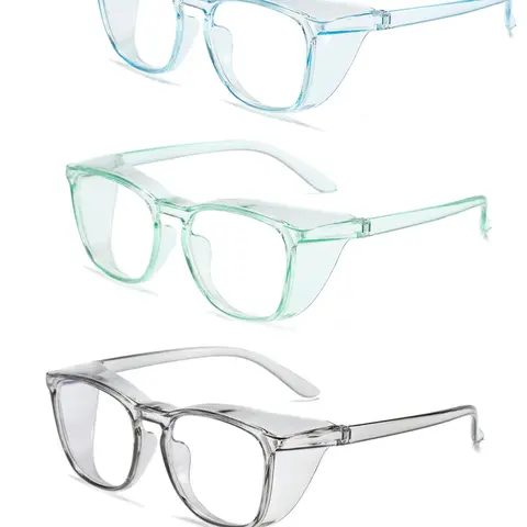[3pay]Transparent Candy Color Round Safety Glasses, Circle Glasses, Protective Eyewear for Lab Outdoor Care, All-Season Comfort Replacement, Clear Eyeglasses