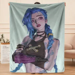 Jinx poster flannel blanket, suitable for sofa, bed, camping or travel, four seasons decoration, soft and comfortable home decoration gift, suitable for women and men, ideal gift, many sizes, suitable for Halloween, Thanksgiving, Christmas