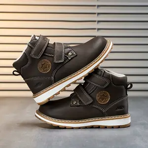 Boys' Winter Snow Boots with Thickened Fleece, New High-Top Warm And Stylish Shoes for Kids in 2024.