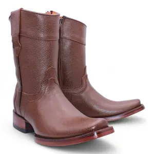 Hooch Floter Leather  Dubai Toe Short Boots with Zipper – Choco