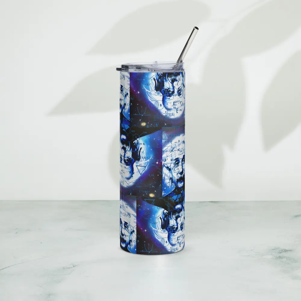 Albert Einstein Art | 20oz Stainless steel tumbler | Purple Galaxy Theme | EMC2 | Genius