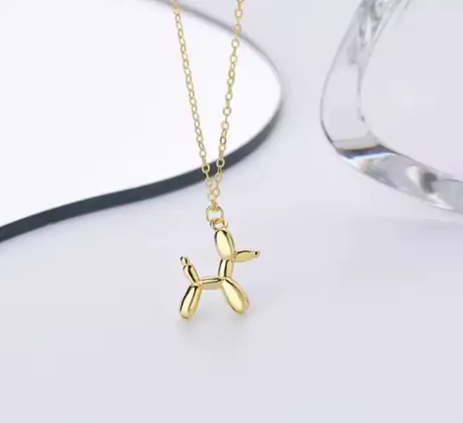 18K Gold Plated 16" Balloon Dog Necklace - Elegant Design with 18K Gold Plating and Unique Balloon Dog Pieces