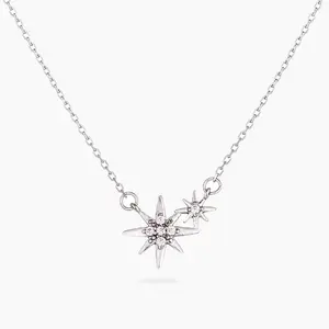 Sterling Silver Star Cluster Necklace with Star Pendant and Chain