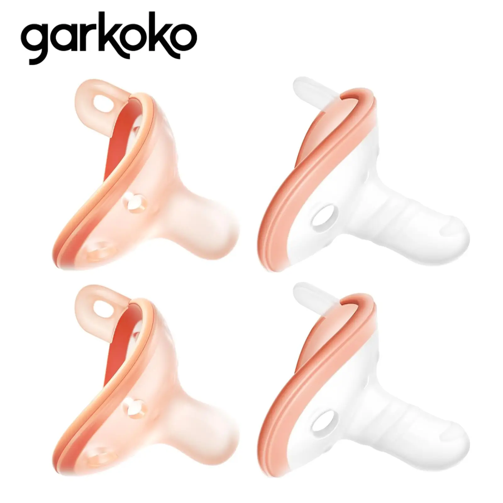 Garkoko Baby Pacifiers 0-6 Months, Lightweight and Breathable, One-Piece Design, BPA-Free Silicone Pacifier for Babies (4pcs)