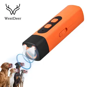 Westdeer Professional Sonic Emitters Dog Training Tool with LED Flashlight 30ft Range Anti Bark Barking Device Rechargeable Portable Ultrasonic Wave Trainer
