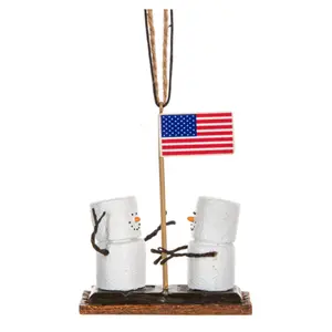 Ganz Smores With American Flag Snowman Plastic Holiday Christmas Ornament