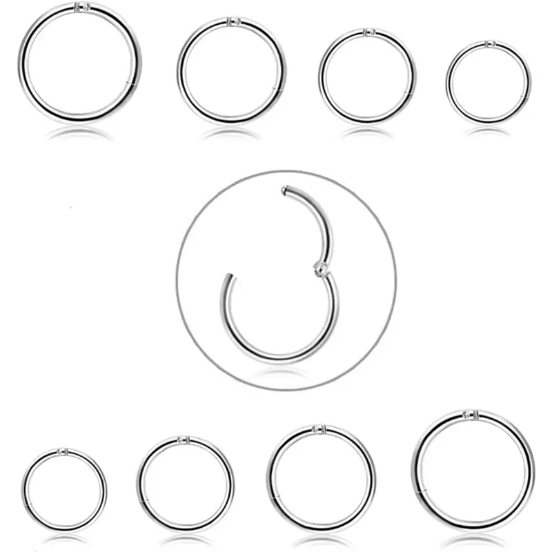 MILACOLATO Fashion Tarnish-Resistant Plain Stainless Steel Female Piercing Jewelry Sets - 6-8 Pcs 6-12mm Everyday Cartilage Hoop Earrings for Helix Pierced Ring, Septum, Daith, Lip, Nose Piercings Kit