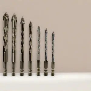3-piece set/7-piece set of four-edged serrated eccentric drill bits, suitable for dry perforated ceramic tiles, glass, marble, concrete and stainless steel and stone, Hex Shank Drill