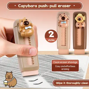 Kawaii Capybara Retractable Rubber Eraser, Random Color, Cute Korean Stationery, School Office Supplies, Back to School Essentials