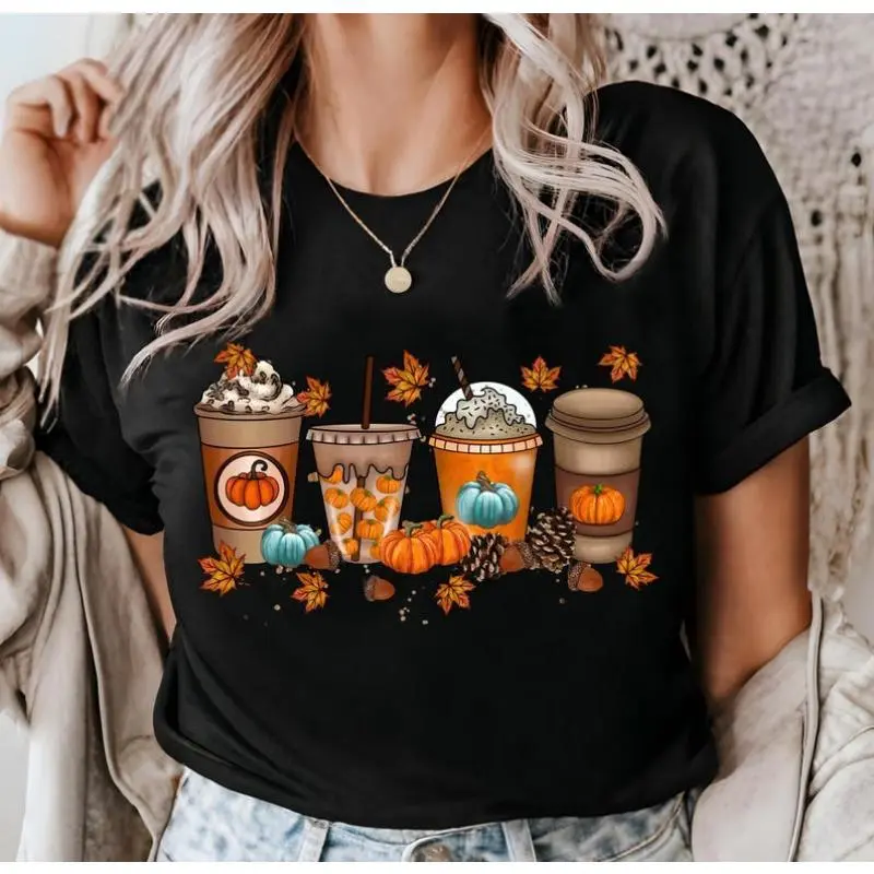 Orange Pumpkin Latte Drink Shirt, Fall Coffee Tee,  Fall Coffee Pumpkin Tee, Fall Coffee Drink Shirt, Pumpkin Spice Tee