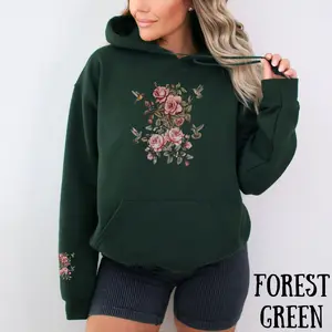 Floral Hooded Sweatshirt for Women Gildan Hoodies  Hoody Clothing Hoodies for Women Pullover Hoodies Cottagecore Hoodie